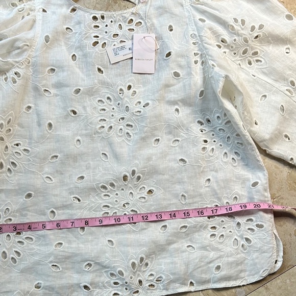 Rebecca Taylor Sarah Embroidered White Blouse, Size L, NWT - Picture 15 of 16